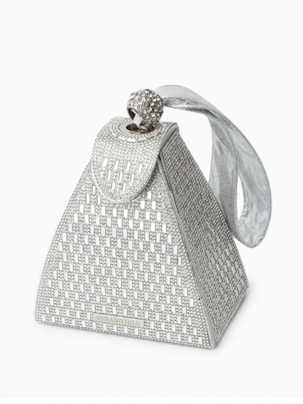 Silver Crystal Pyramid Evening Bag